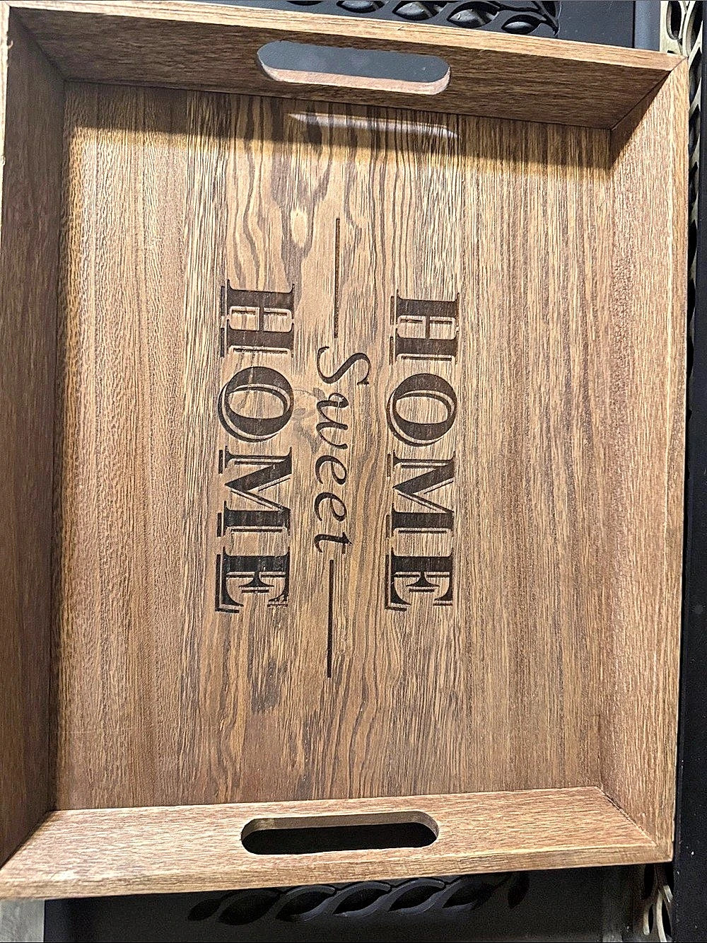 Mainstays Home Sweet Home Wood Tray Serving Tray, Brown